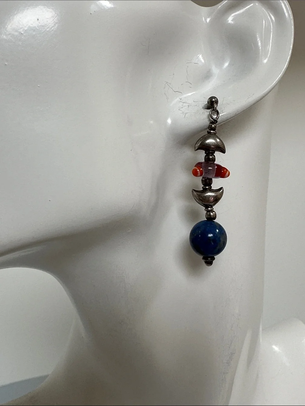 925 Sterling silver Lapis and murano Dangle Earrings
